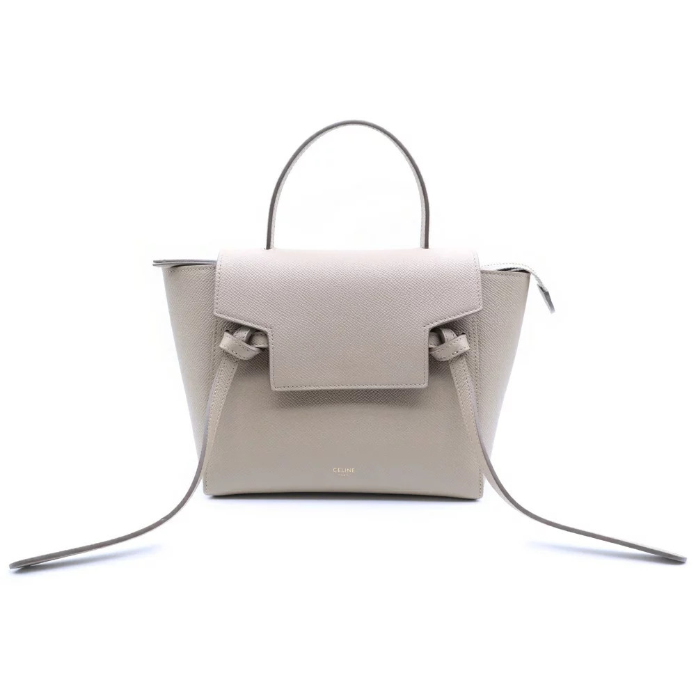 CELINE Belt Bag Handbag Shoulder Beige Leather